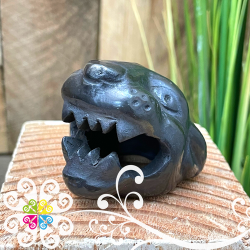 Mini Jaguar Skull  - Black Clay Oaxaca