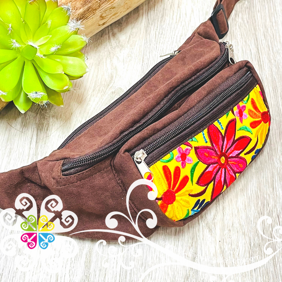 Brown Embroider Fanny Pack - 3 pockets