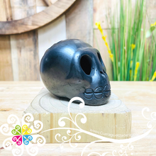 Mini Marigold Skull  - Black Clay Oaxaca