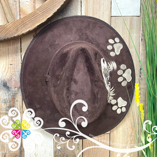 Dark Brown Hat Lion - Hand Painted Fall Hat