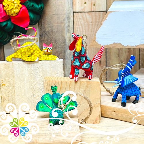 Set of 4 Alebrije Ornaments - Christmas Mexican Ornament
