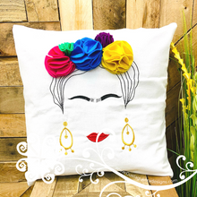 White Frida Embroider Pillow