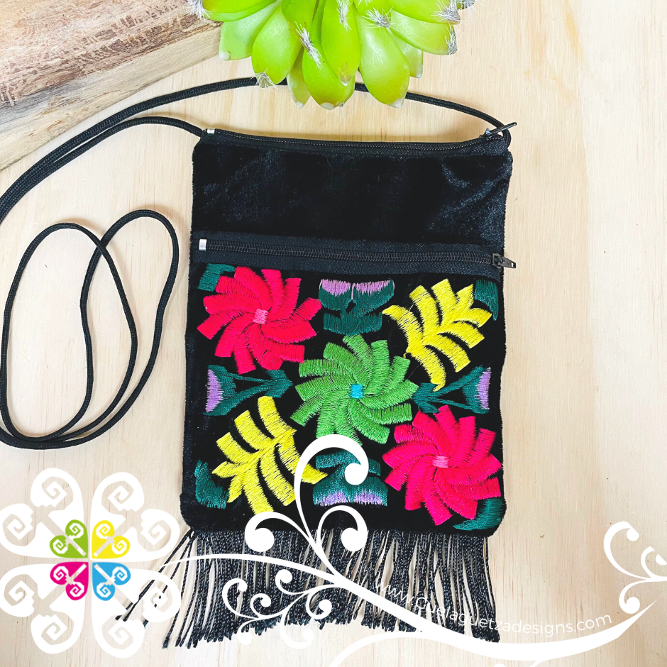 Small Embroidered Velvet Purse - Embroidered Bags