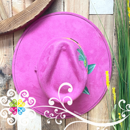 Pink Hat Humming Bird - Hand Painted Fall Hat