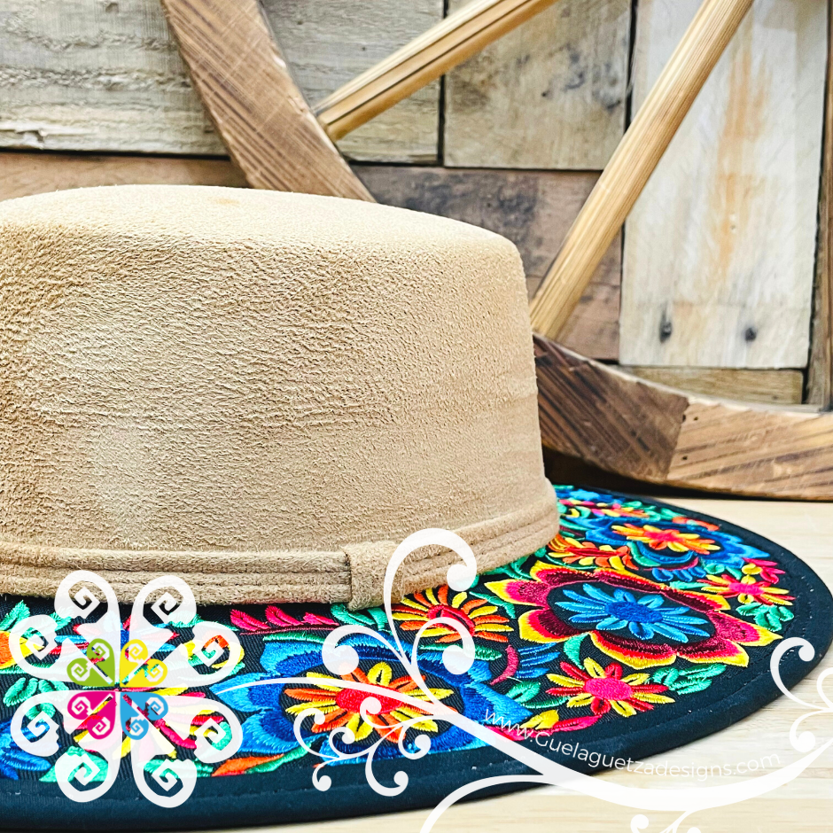 Khaki Hat- Zinnia Flower Embroider - Fall Hat