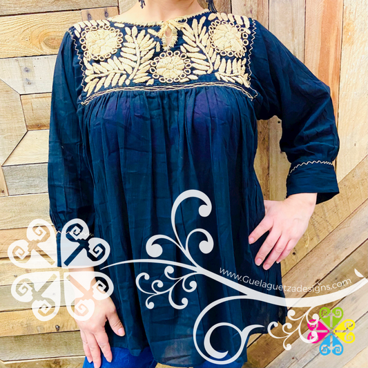 Natural Embroider Rococo Top - Long Sleeve