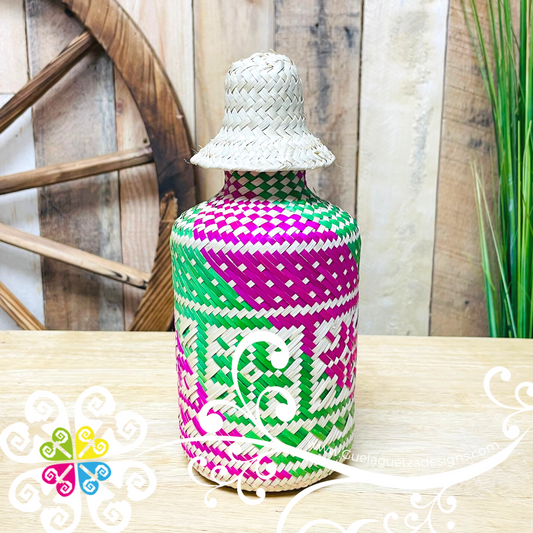 Medium Palm Decor Glass Bottle Container