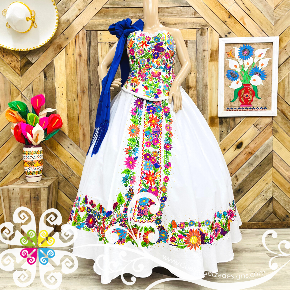 White Wedding Puebla Dress - CUSTOM ORDER – Guelaguetza Designs