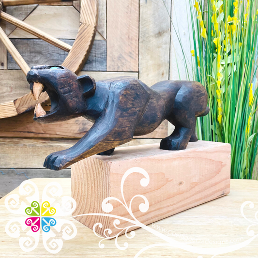 Large Mayan Jaguar - Hand Carve Wood Figure