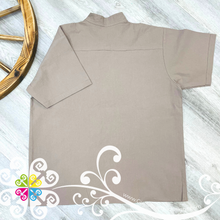 Khaki Floral Stripe Shirt - Embroider Men Shirt