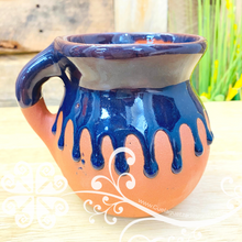 Set of 4 Assorted Colors Chorreado Mexican Clay Mugs - Jarrito Mexicano
