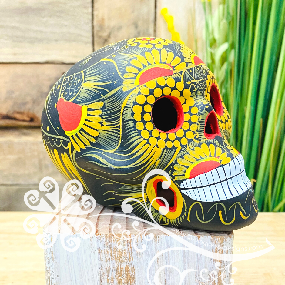 Small Solid Color Hand Painted Sugar Skull - Calaverita Guerrero