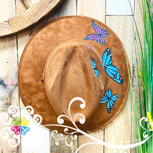 Brown Butterflies - Hand Painted Fall Hat