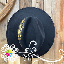 Black with Gold Hat- Hand Painted Fall Hat