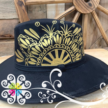 Black with Gold Hat- Hand Painted Fall Hat