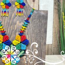 Tri Daisy Multicolor Set- Beaded Necklace Set