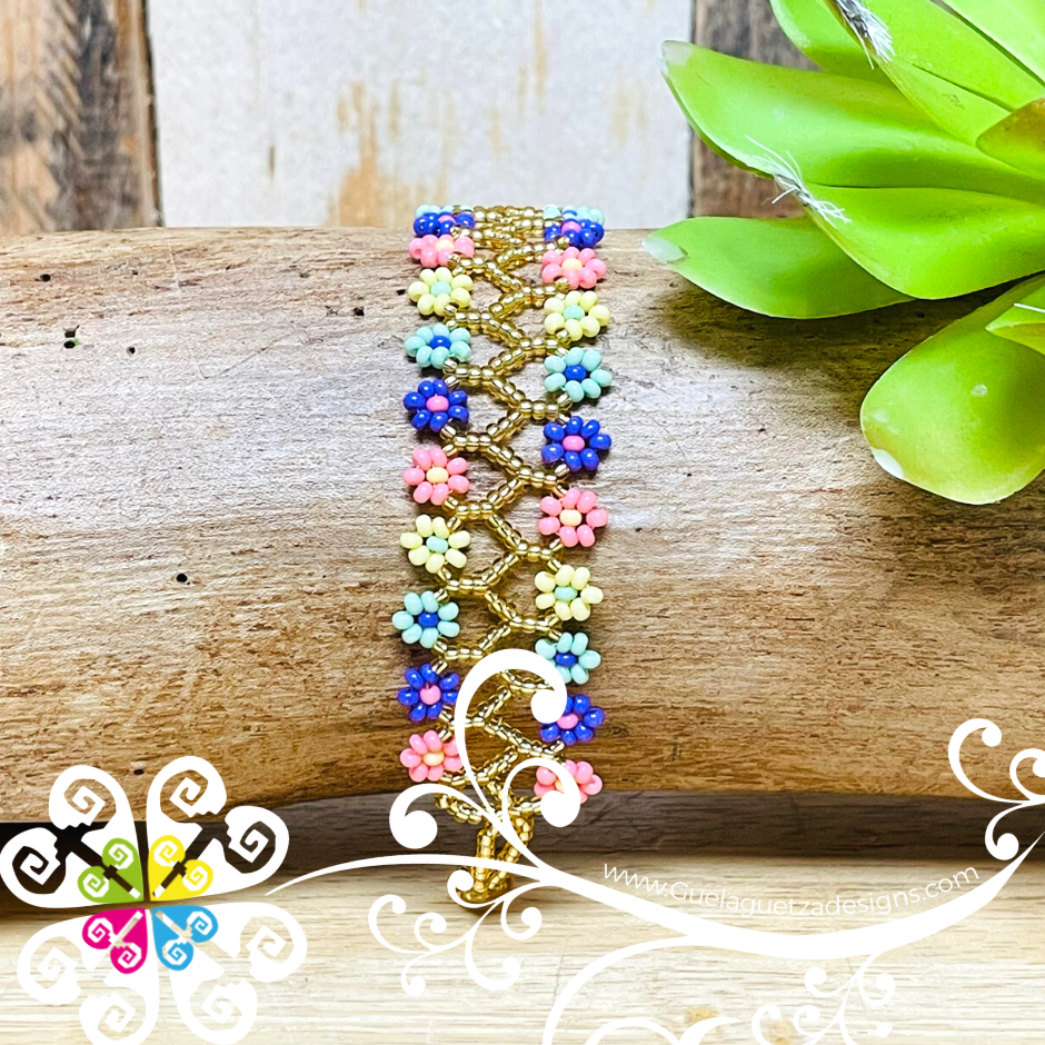 flower bracelet tutorial, diy seed bead bracelet, flower bead bracelet -  YouTube