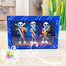 Blue Mini Square Mexican Box Decor - Cajita Decorativa Barro Cocido