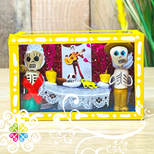 Yellow Mini Square Mexican Box Decor - Cajita Decorativa Barro Cocido