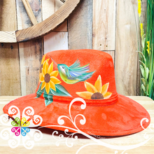 Orange Hat Humming Bird - Hand Painted Fall Hat