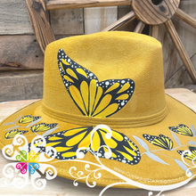 Mustard Butterflies  Hat- Hand Painted Fall Hat