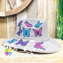 Khaki Hat Tricolor Butterflies - Hand Painted Fall Hat
