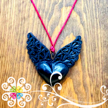 Angel Wings Heart Set - Black Clay Jewelry