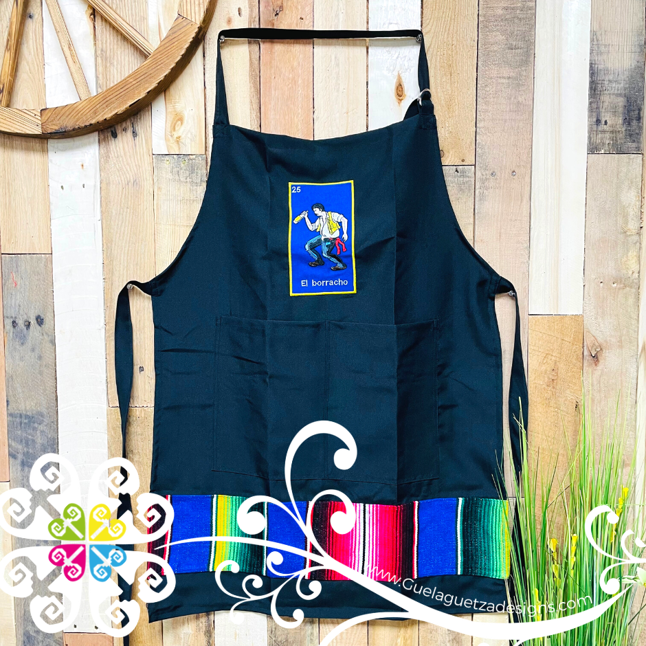 El BorrachoMX Embroider Apron - Mandil LoteriaMX