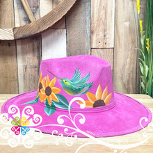 Pink Hat Humming Bird - Hand Painted Fall Hat