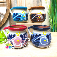 Set of 4 Medium Decorated Mexican Clay Mugs - Jarrito Mexicano