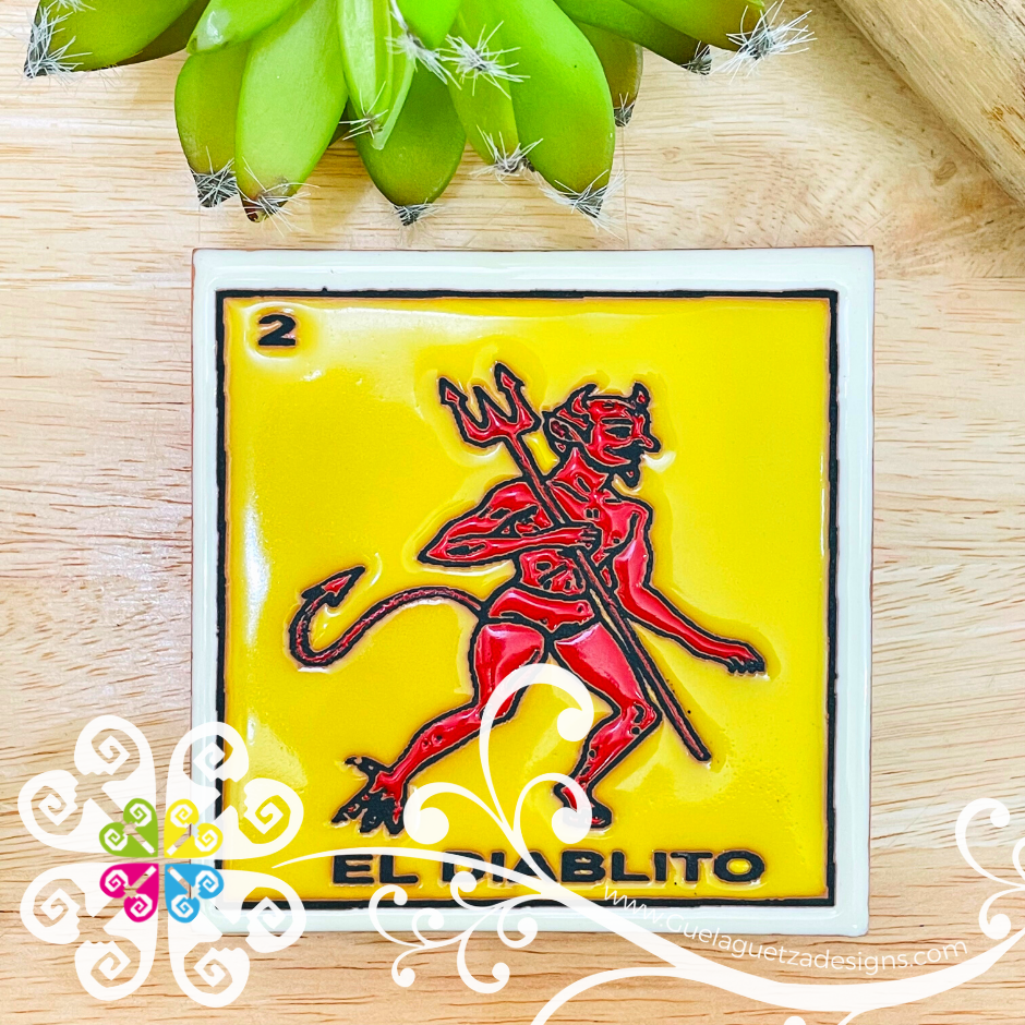 Mexican Loteria Coaster Tile - 2 El Diablito