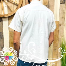 Beige Star Stripe Shirt - Embroider Men Shirt