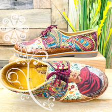 Frida Red Scarf/Feathers - Loafers Artisan Leather Women Shoes