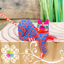 Mini Seated Cat Alebrije Handcarve Wood Decoration Figure