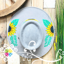 Light Gray Hat Tri Sunflower - Hand Painted Fall Hat