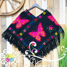 Butterfly Design Embroider Poncho - Mañanita