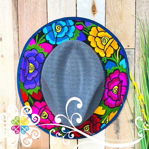 Dark Grey Embroider Summer Hat