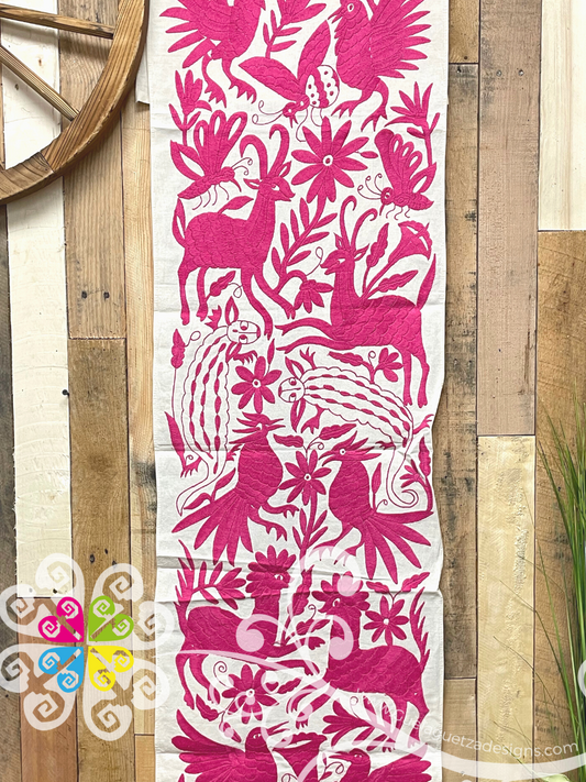 Pink Large Solid Color Otomi Table Runner - Camino de Tenango