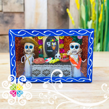 Blue Mini Square Mexican Box Decor - Cajita Decorativa Barro Cocido
