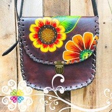 Floral Painted Medium Leather Bag - Mariconera