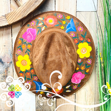Brown Multicolor Floral Bouquet - Hand Painted Fall Hat