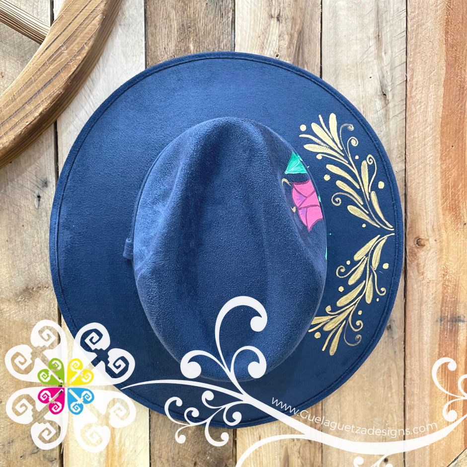 Navy Blue Tulips Hat- Hand Painted Fall Hat