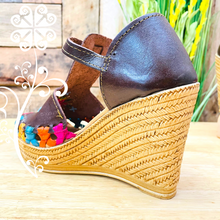 Brown w/Embroider Wedges Women Shoes