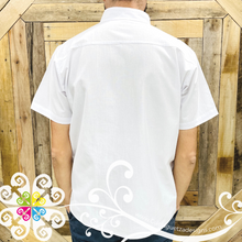 White Floral Stripe Shirt - Embroider Men Shirt
