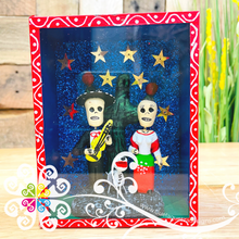 Red Couple Mexican Box Decor - Cajita Decorativa Barro Cocido