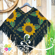 Sunflower Design Embroider Poncho - Mañanita