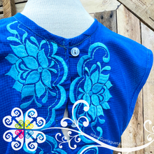 Blue Big Flower Embroider Apron - Mandil Artesanal