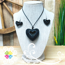 2- Lady Heart Set - Black Clay Jewelry