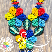 Tri Daisy Multicolor Set- Beaded Necklace Set