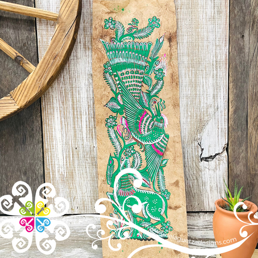 Long Medium Solid Color Fauna Designs - Amate Paintings